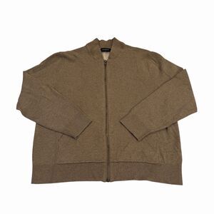 Banana Republic Sweater Jacket Mens Large Bomber Cardigan Full Zip Brown